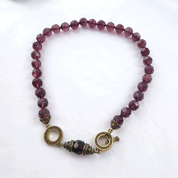 HEIDI DAUS Long Purple Crystal Beaded Formal Necklace Retired 24" Layering - Picture 1 of 8